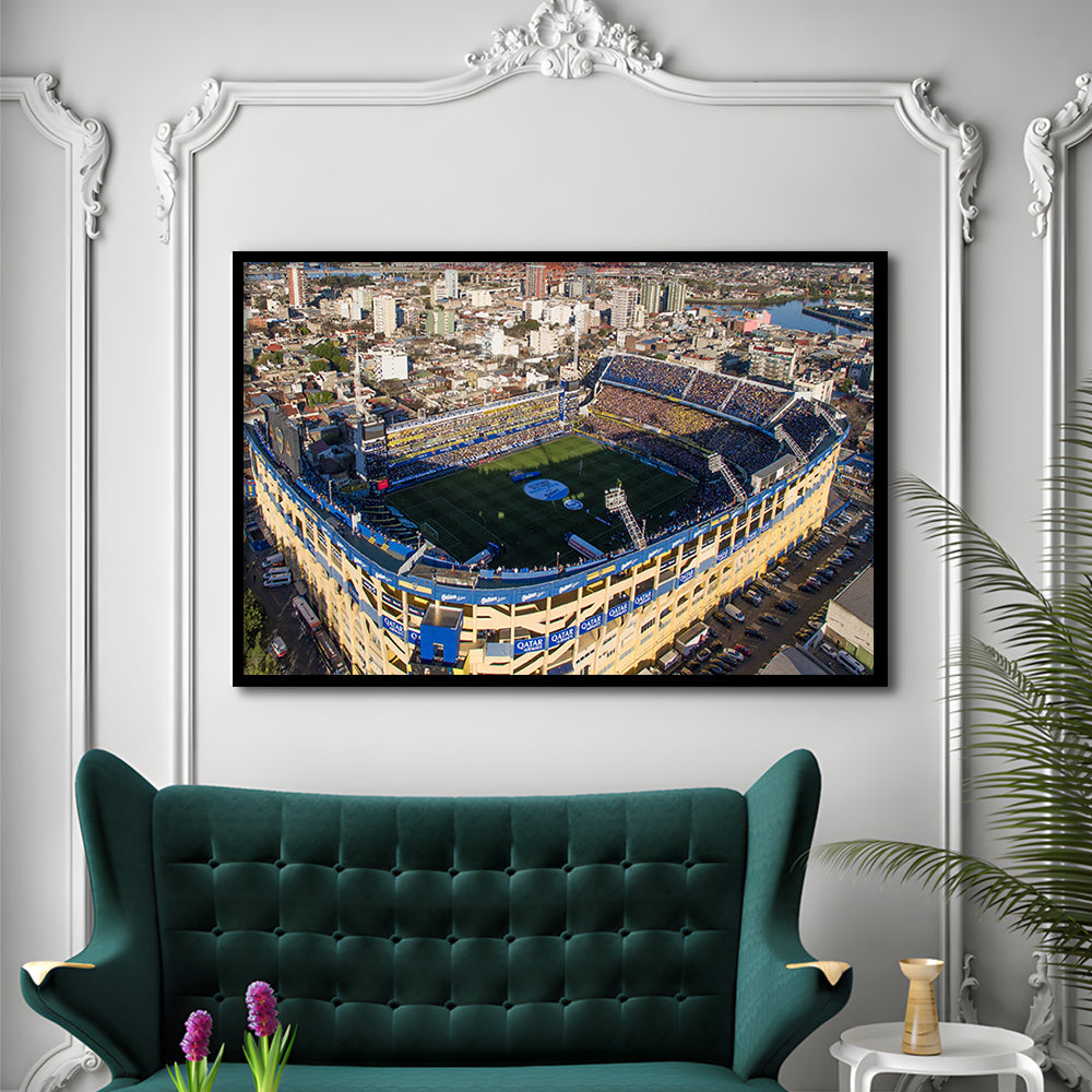La Boca Stadium Aerial View, Stadium Canvas, Sport Art, Gift for him, Framed Art Print Wall Decor, Picture Framed