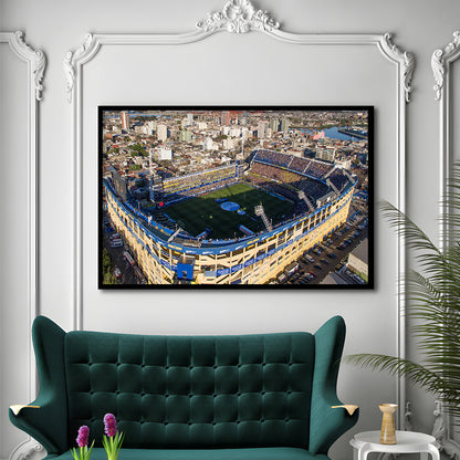 La Boca Stadium Aerial View, Stadium Canvas, Sport Art, Gift for him, Framed Art Print Wall Decor, Picture Framed