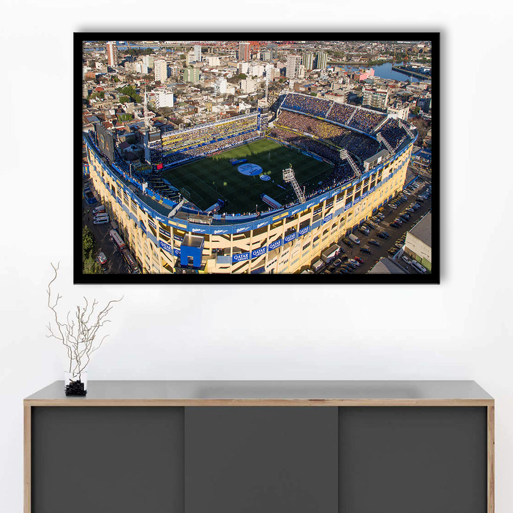 La Boca Stadium Aerial View, Stadium Canvas, Sport Art, Gift for him, Framed Art Print Wall Decor, Picture Framed