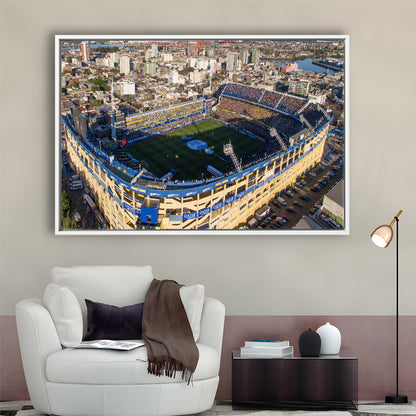 La Boca Stadium Aerial View, Stadium Canvas, Sport Art, Framed Canvas Print Wall Art, Floating Frame
