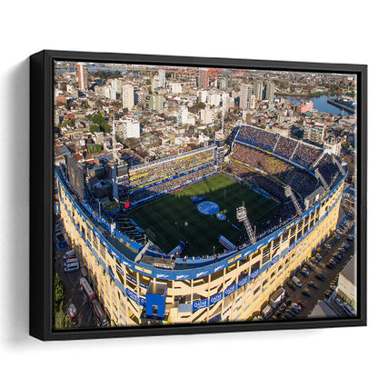 La Boca Stadium Aerial View, Stadium Canvas, Sport Art, Framed Canvas Print Wall Art, Floating Frame