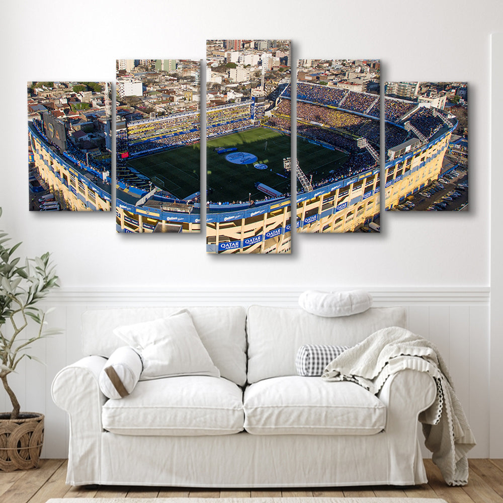 La Boca Stadium Aerial View, Stadium Canvas, Sport Art, Gift for him, 5 Panel, Large Canvas, Canvas Print Wall Art