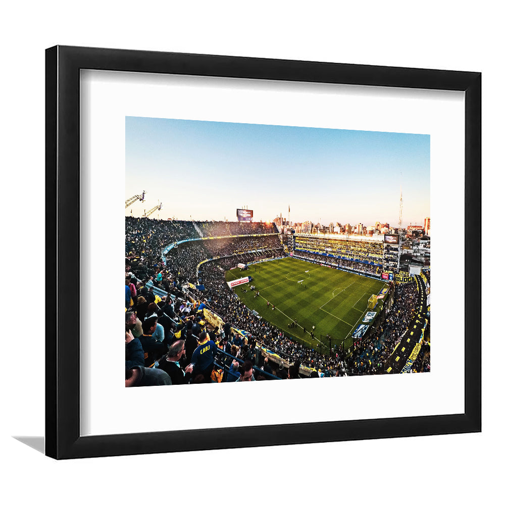 La Bombonera Boca Junior Stadium, Stadium Canvas, Sport Art, Gift for him, White Border Framed Art Print Wall Decor