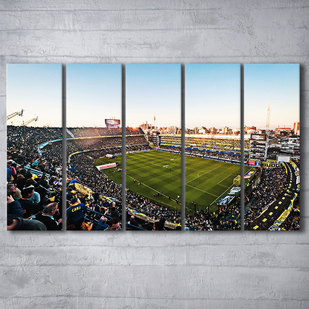 La Bombonera Boca Junior Stadium, Stadium Canvas, Sport Art, 5 Panel B, Extra Large Canvas, Canvas Print Wall Art
