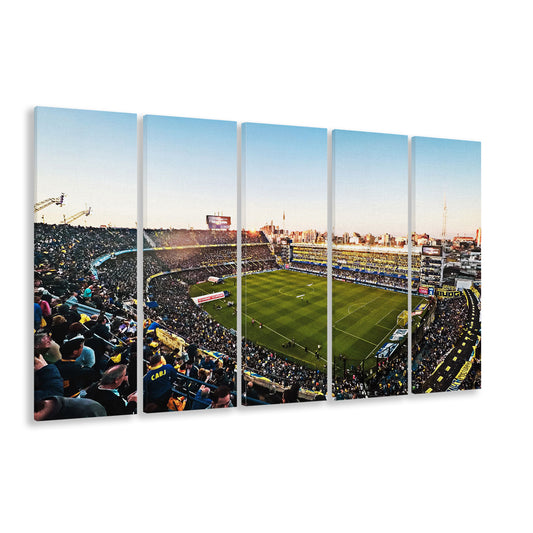 La Bombonera Boca Junior Stadium, Stadium Canvas, Sport Art, 5 Panel B, Extra Large Canvas, Canvas Print Wall Art