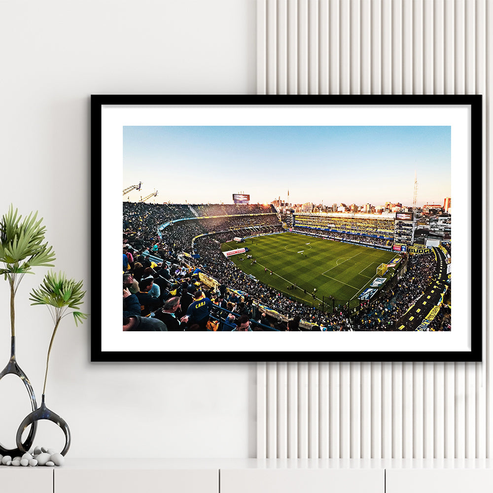 La Bombonera Boca Junior Stadium, Stadium Canvas, Sport Art, Gift for him, White Border Framed Art Print Wall Decor