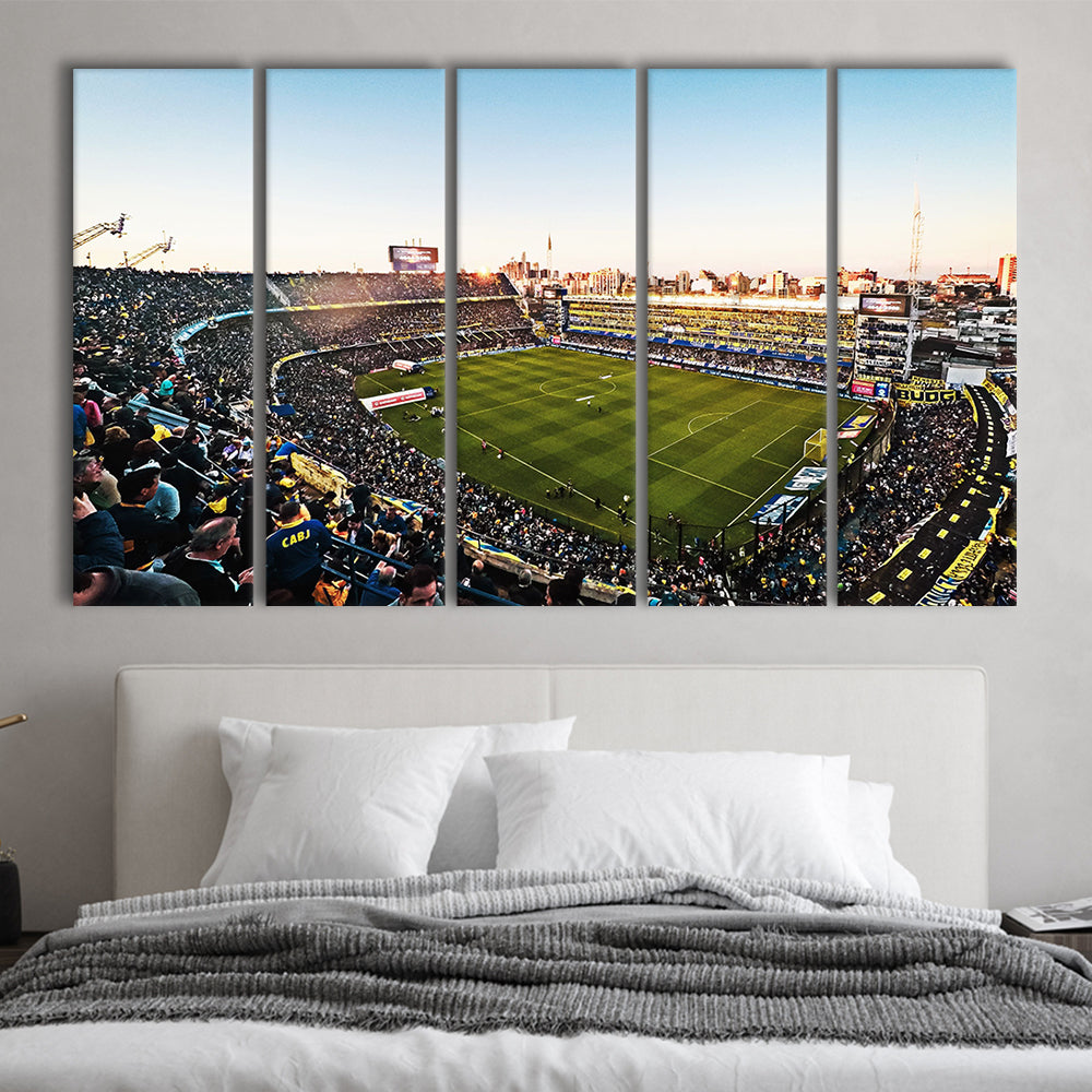 La Bombonera Boca Junior Stadium, Stadium Canvas, Sport Art, 5 Panel B, Extra Large Canvas, Canvas Print Wall Art