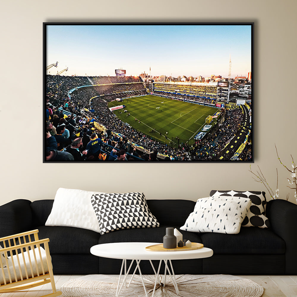 La Bombonera Boca Junior Stadium, Stadium Canvas, Sport Art, Framed Canvas Print Wall Art, Floating Frame
