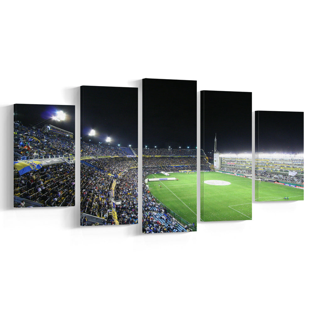 La Bombonera, Stadium Canvas, Sport Art, Gift for him, 5 Panel, Large Canvas, Canvas Print Wall Art