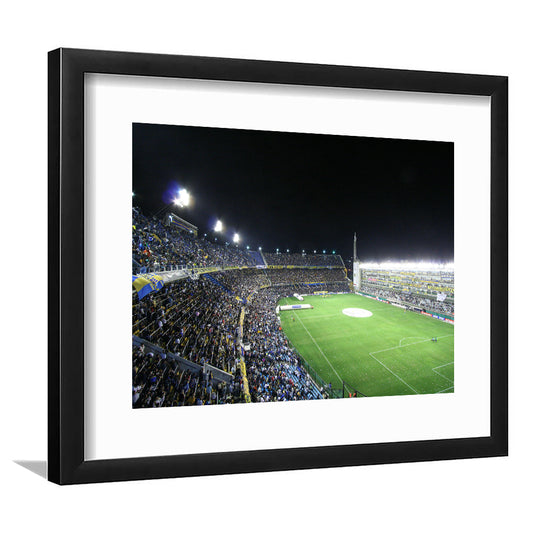La Bombonera, Stadium Canvas, Sport Art, Gift for him, White Border Framed Art Print Wall Decor