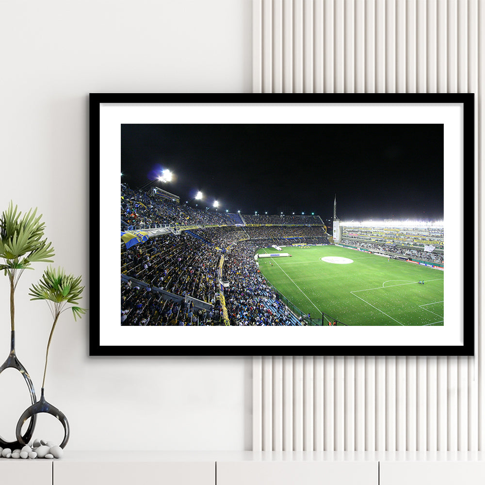 La Bombonera, Stadium Canvas, Sport Art, Gift for him, White Border Framed Art Print Wall Decor
