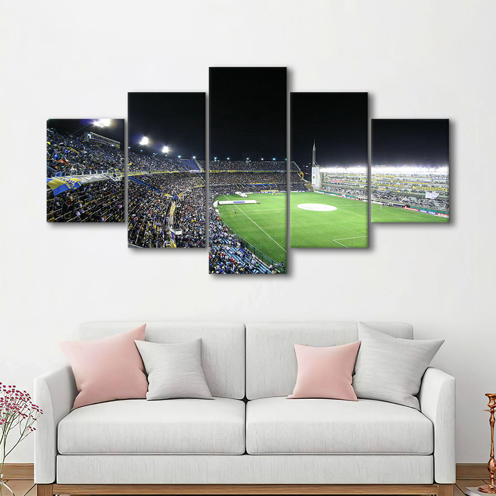 La Bombonera, Stadium Canvas, Sport Art, Gift for him, 5 Panel, Large Canvas, Canvas Print Wall Art