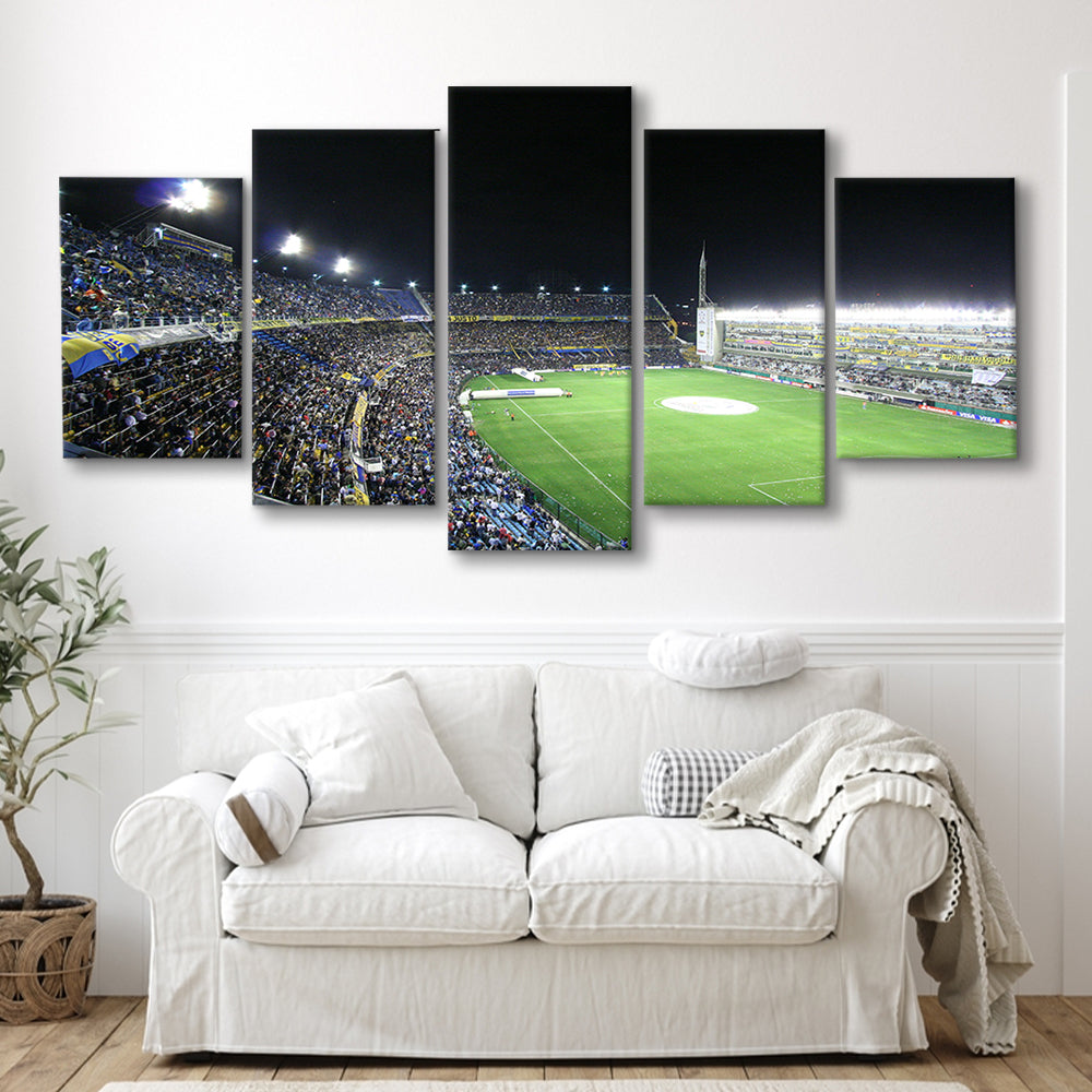 La Bombonera, Stadium Canvas, Sport Art, Gift for him, 5 Panel, Large Canvas, Canvas Print Wall Art