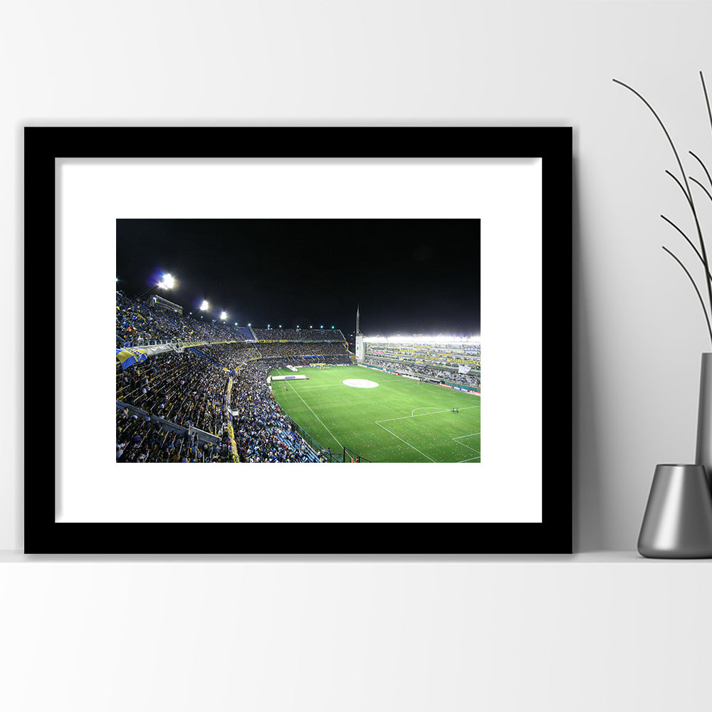 La Bombonera, Stadium Canvas, Sport Art, Gift for him, White Border Framed Art Print Wall Decor
