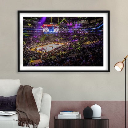 La Staples Center, Stadium Canvas, Sport Art, Gift for him, White Border Framed Art Print Wall Decor
