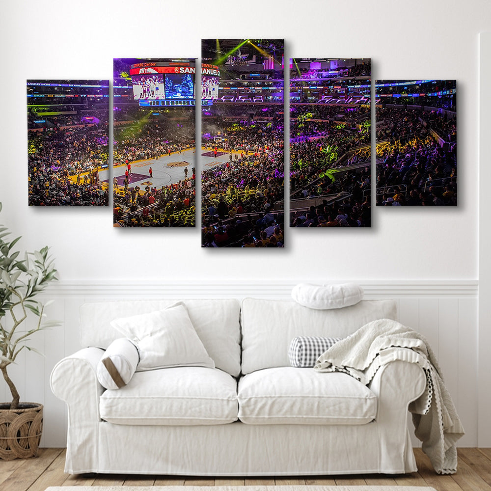 La Staples Center, Stadium Canvas, Sport Art, Gift for him, 5 Panel, Large Canvas, Canvas Print Wall Art