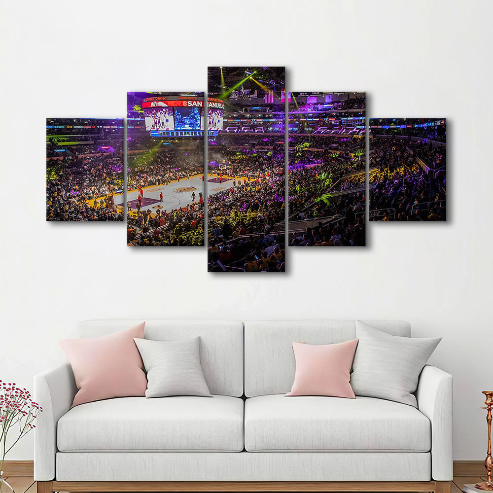 La Staples Center, Stadium Canvas, Sport Art, Gift for him, 5 Panel, Large Canvas, Canvas Print Wall Art