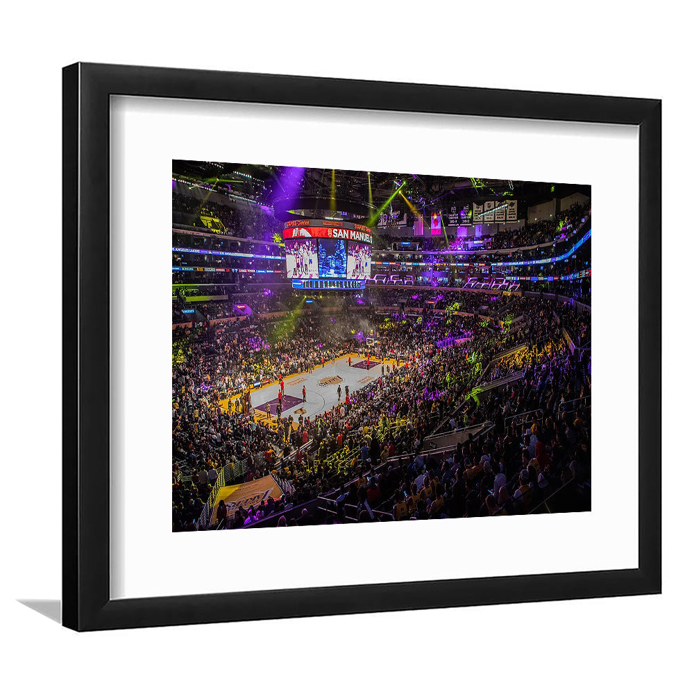 La Staples Center, Stadium Canvas, Sport Art, Gift for him, White Border Framed Art Print Wall Decor