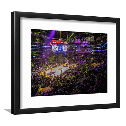 La Staples Center, Stadium Canvas, Sport Art, Gift for him, White Border Framed Art Print Wall Decor