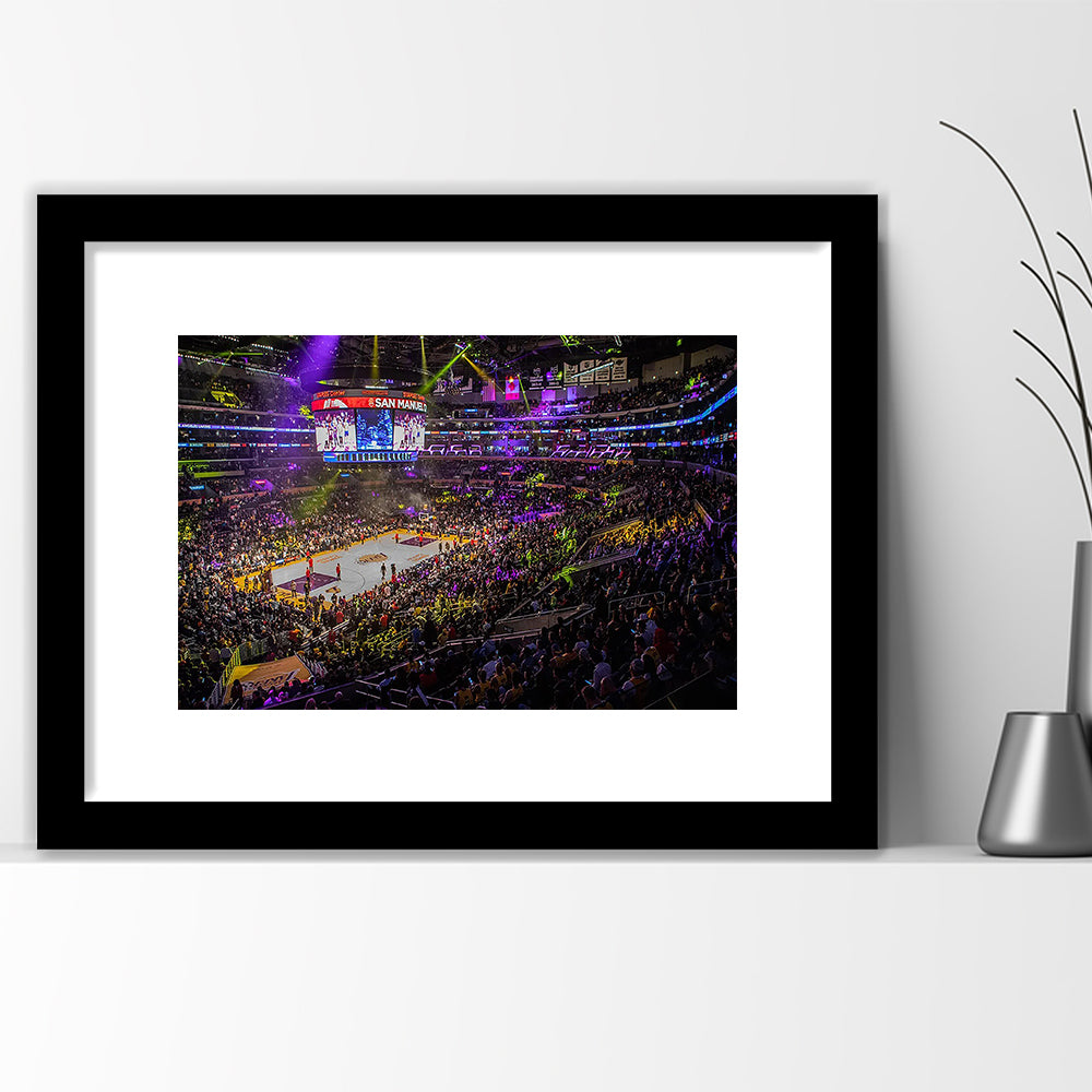 La Staples Center, Stadium Canvas, Sport Art, Gift for him, White Border Framed Art Print Wall Decor