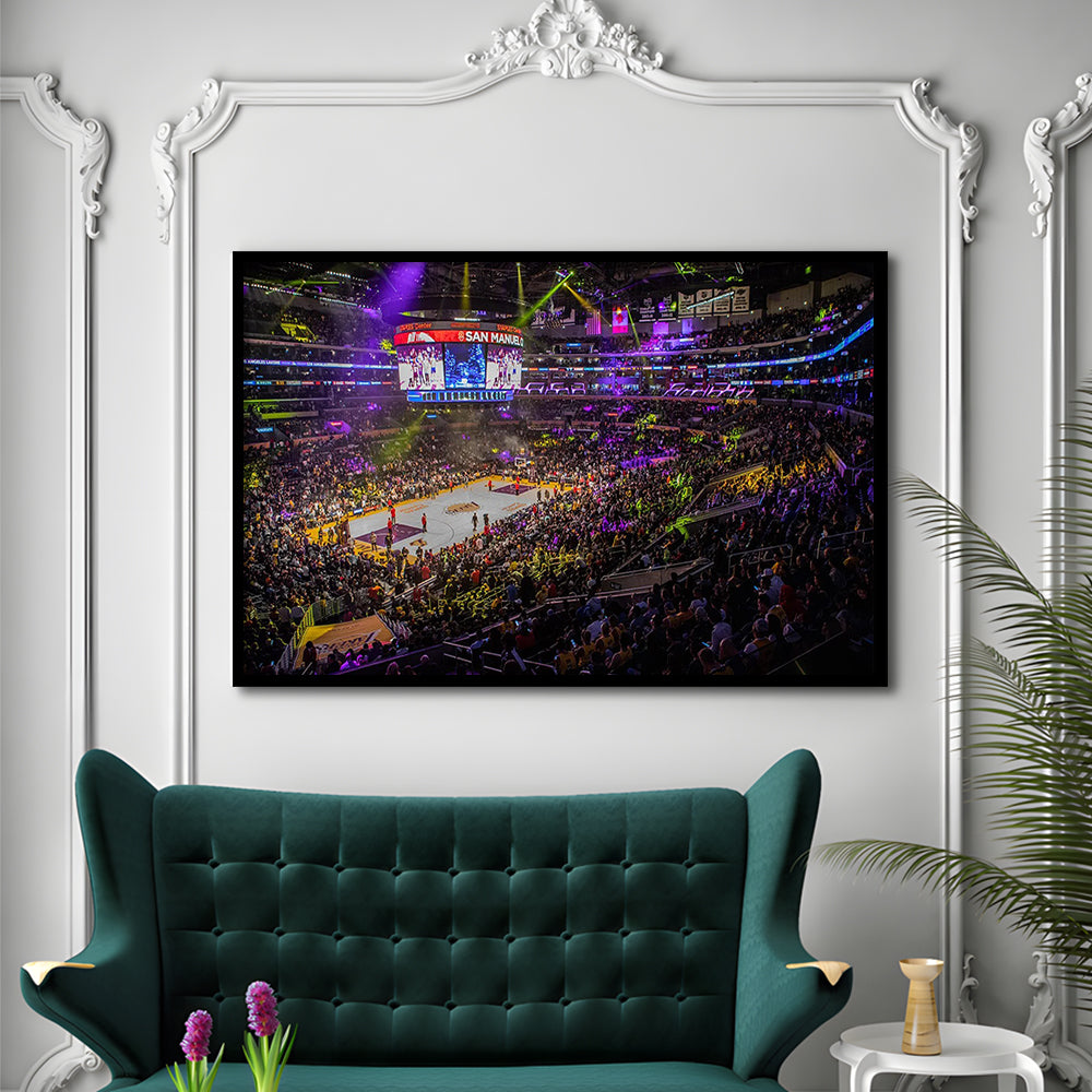 La Staples Center, Stadium Canvas, Sport Art, Gift for him, Framed Art Print Wall Decor, Picture Framed