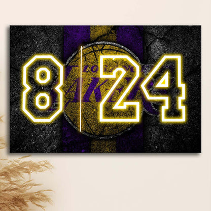 Lakers Los Angeles 8  24 Art Print, Canvas Print Wall Art, Wall Decor, Neon Effect Art