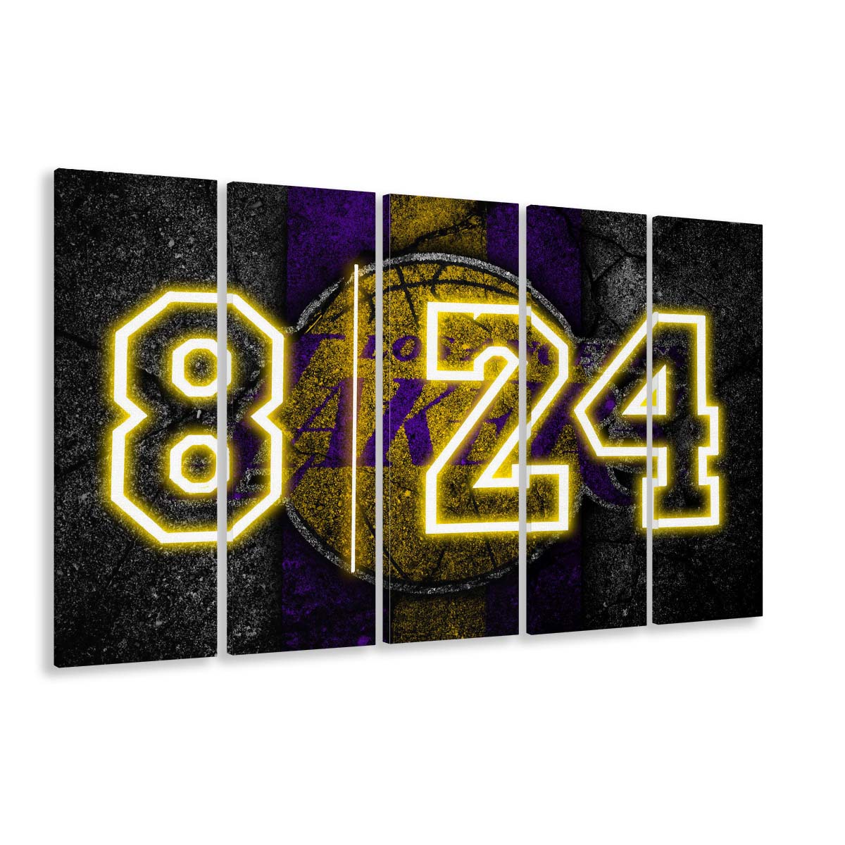 Lakers Los Angeles 8  24 Art Print, Extra Large 5 Panels Multi Canvas Print Wall Art, Home Decor