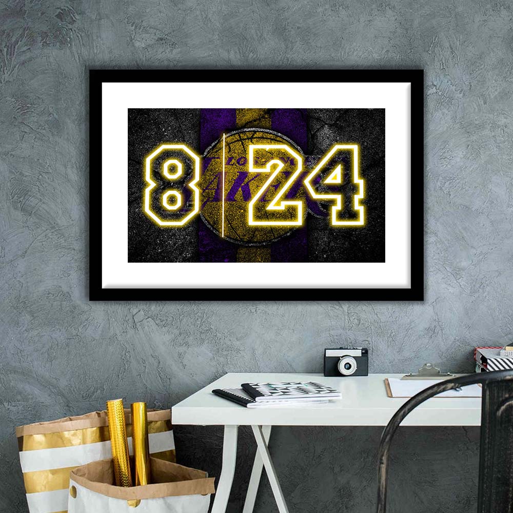 Lakers Los Angeles 8  24 Art Print, Framed Art Print Wall Decor, White Border, Framed Picture