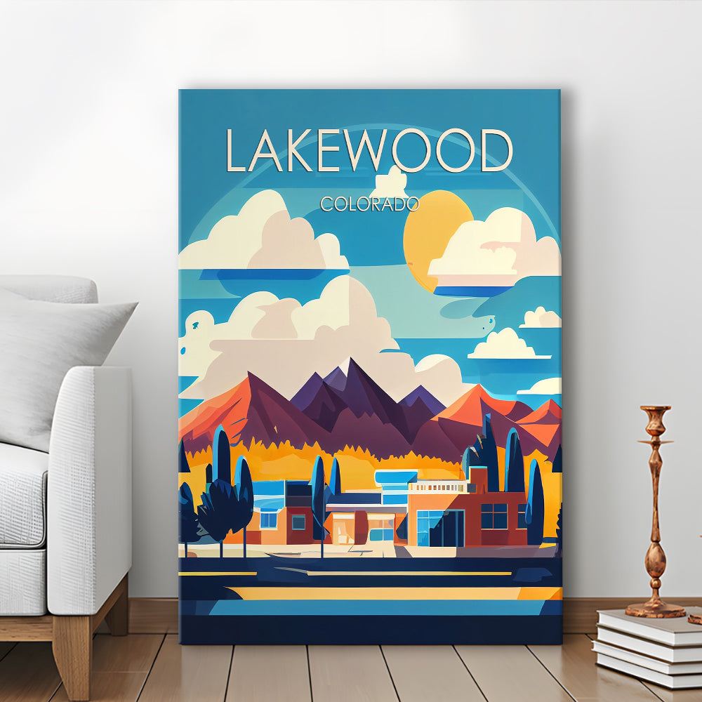 Lakewood Colorado Retro Art Print, Lakewood City Wall Art, Canvas Print, Painting Canvas, Living Room Decor