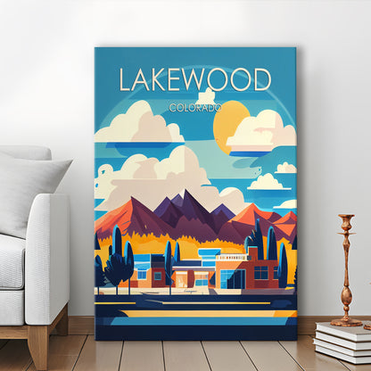 Lakewood Colorado Retro Art Print, Lakewood City Wall Art, Canvas Print, Painting Canvas, Living Room Decor