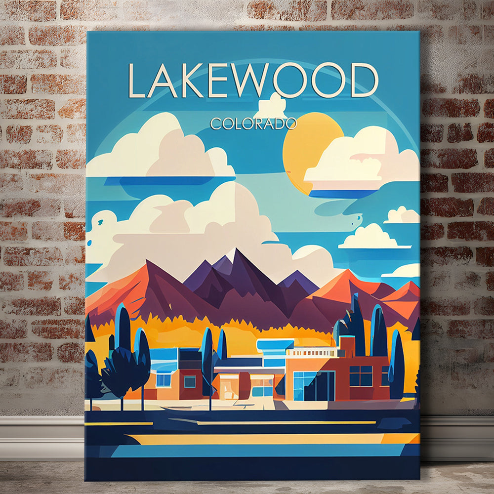 Lakewood Colorado Retro Art Print, Lakewood City Wall Art, Canvas Print, Painting Canvas, Living Room Decor