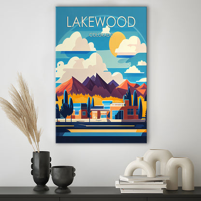 Lakewood Colorado Retro Art Print, Lakewood City Wall Art, Canvas Print, Painting Canvas, Living Room Decor
