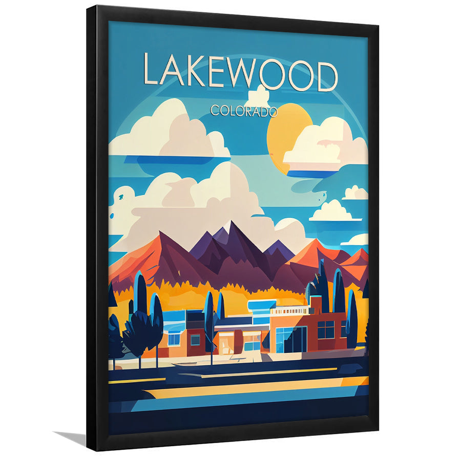 Lakewood Colorado Retro Art Print, Lakewood City Wall Art, Framed Art Print, Picture Framed, Painting Art