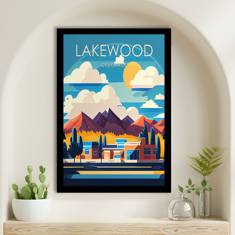 Lakewood Colorado Retro Art Print, Lakewood City Wall Art, Framed Art Print, Picture Framed, Painting Art