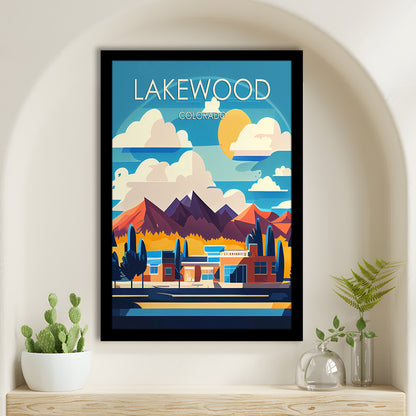 Lakewood Colorado Retro Art Print, Lakewood City Wall Art, Framed Art Print, Picture Framed, Painting Art
