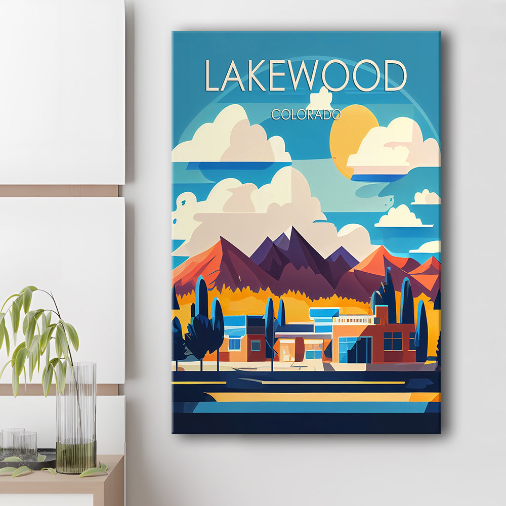 Lakewood Colorado Retro Art Print, Lakewood City Wall Art, Canvas Print, Painting Canvas, Living Room Decor