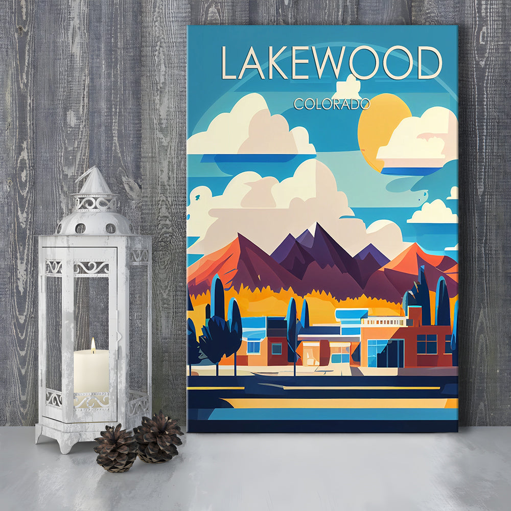 Lakewood Colorado Retro Art Print, Lakewood City Wall Art, Canvas Print, Painting Canvas, Living Room Decor