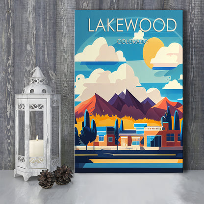 Lakewood Colorado Retro Art Print, Lakewood City Wall Art, Canvas Print, Painting Canvas, Living Room Decor