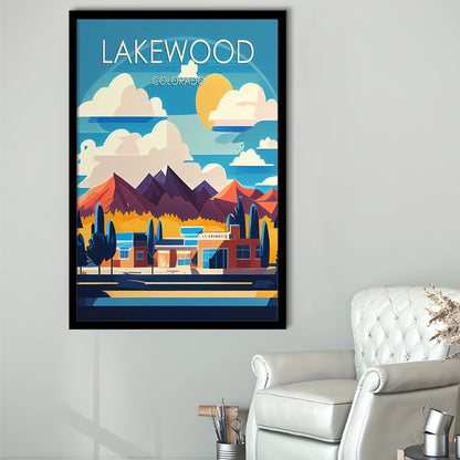 Lakewood Colorado Retro Art Print, Lakewood City Wall Art, Framed Art Print, Picture Framed, Painting Art