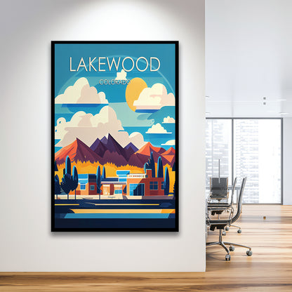Lakewood Colorado Retro Art Print, Lakewood City Wall Art, Framed Art Print, Picture Framed, Painting Art