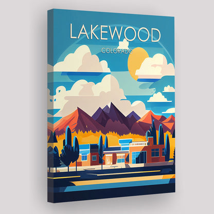 Lakewood Colorado Retro Art Print, Lakewood City Wall Art, Canvas Print, Painting Canvas, Living Room Decor