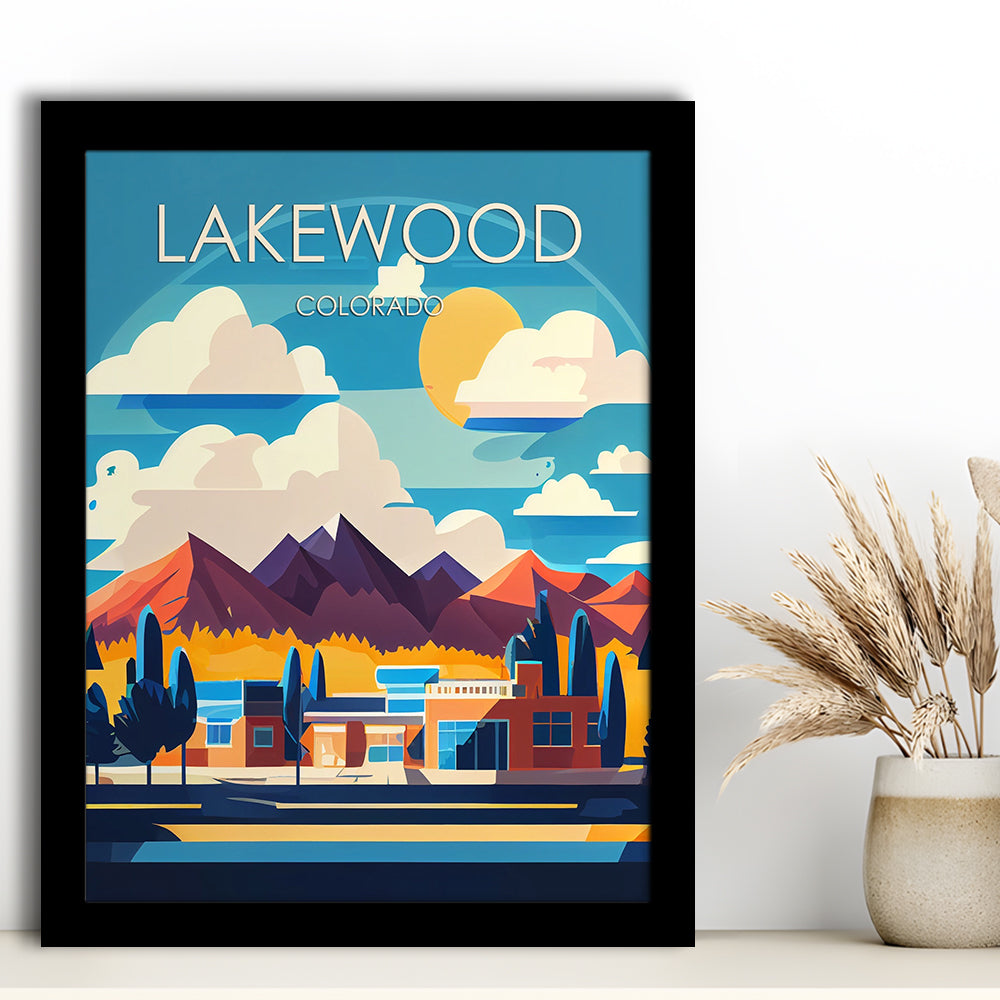 Lakewood Colorado Retro Art Print, Lakewood City Wall Art, Framed Art Print, Picture Framed, Painting Art
