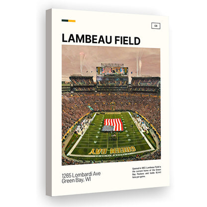 Lambeau Field Print, GB Packers Stadium Canvas Art, Fan Gifts, Sport Art, Canvas Print Wall Art