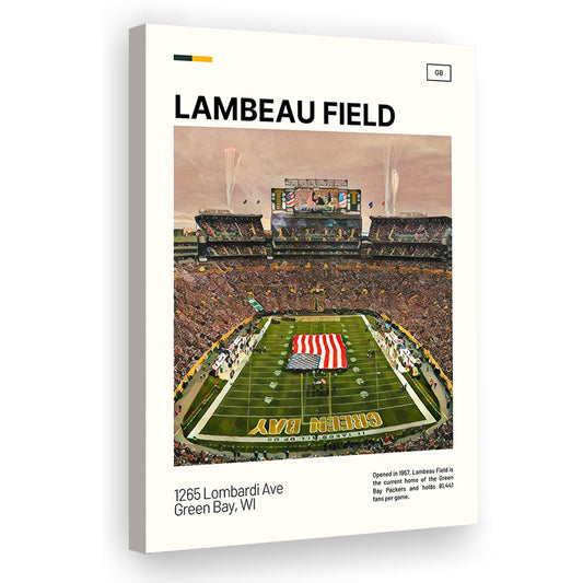 Lambeau Field Print, GB Packers Stadium Canvas Art, Fan Gifts, Sport Art, Canvas Print Wall Art