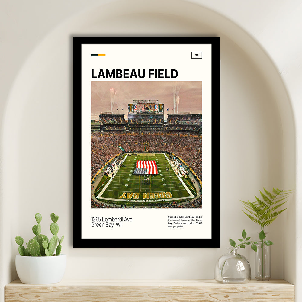 Lambeau Field Print, GB Packers Stadium Art, Gifts for him, Sport Art, Framed Art Print Wall Decor