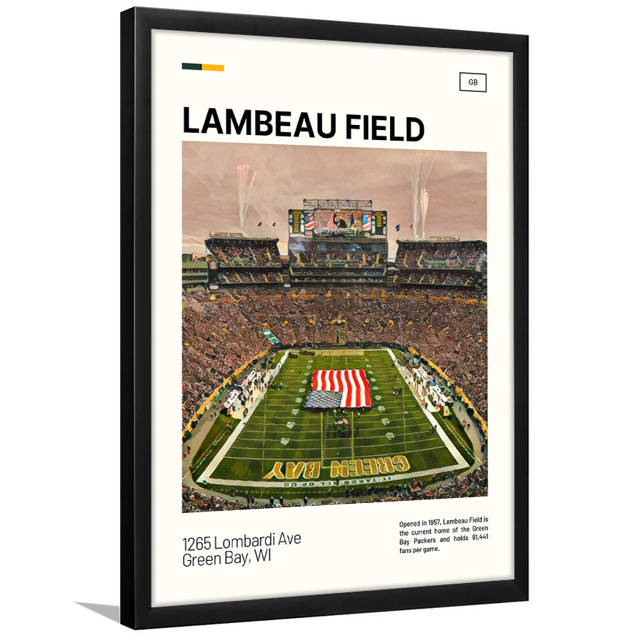 Lambeau Field Print, GB Packers Stadium Art, Gifts for him, Sport Art, Framed Art Print Wall Decor
