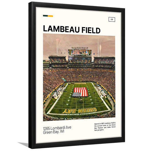 Lambeau Field Print, GB Packers Stadium Art, Gifts for him, Sport Art, Framed Art Print Wall Decor