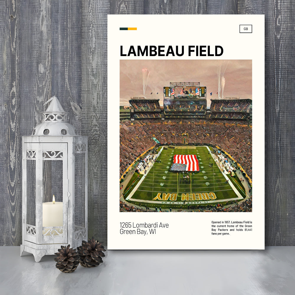 Lambeau Field Print, GB Packers Stadium Canvas Art, Fan Gifts, Sport Art, Canvas Print Wall Art