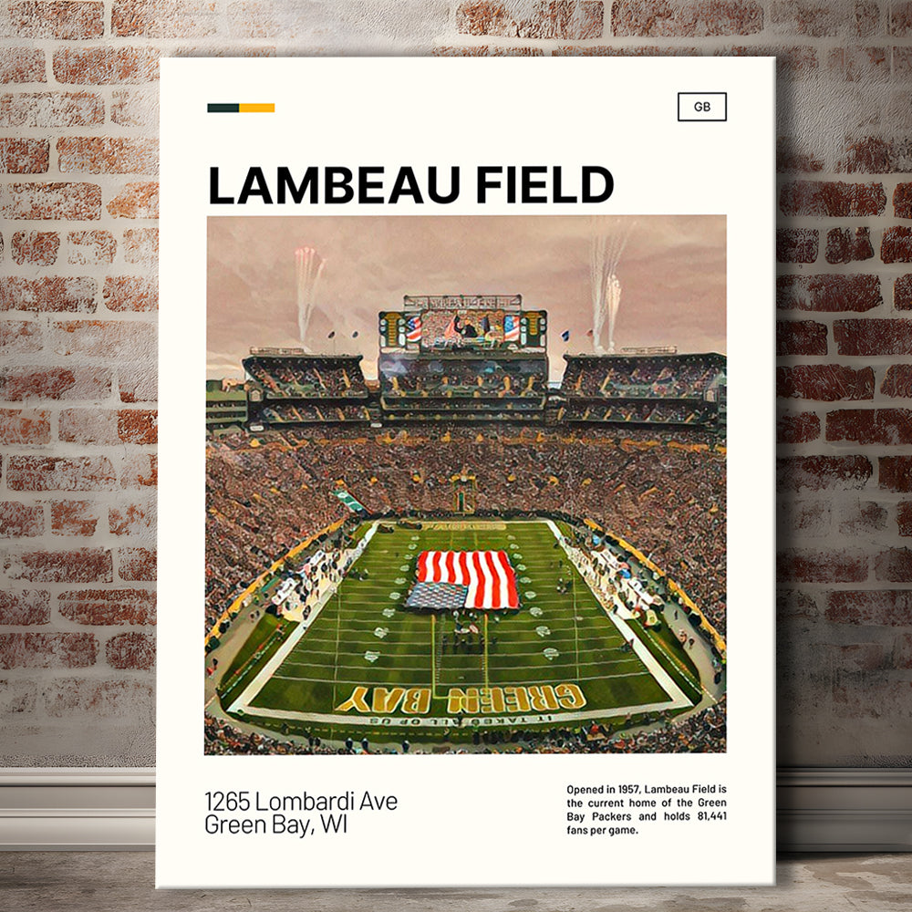 Lambeau Field Print, GB Packers Stadium Canvas Art, Fan Gifts, Sport Art, Canvas Print Wall Art