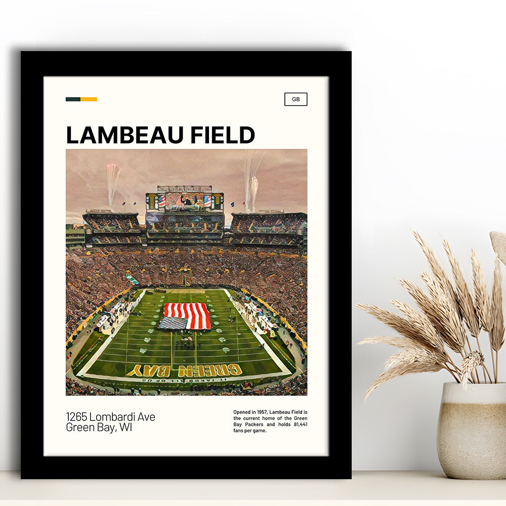Lambeau Field Print, GB Packers Stadium Art, Gifts for him, Sport Art, Framed Art Print Wall Decor
